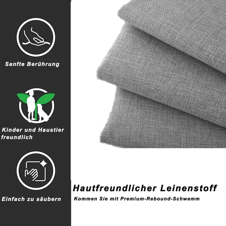 Polsterbett 90x200 cm mit Ausziehbett und 3 Schubladen – Leinenbezug, höhenverstellbares Kopfteil, grau – Bild 5