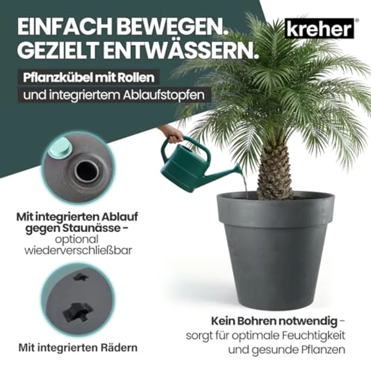 Kreher Pflanzkübel Rollbarer XXL Pflanzkübel "LIKE" Ø 79 cm in verschiedenen Farben (2 St) – Bild 7