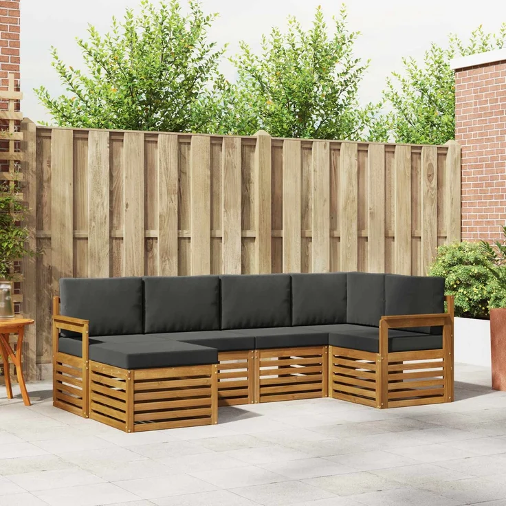 vidaXL Outdoor-Sofagarnitur 6 stk. 5-Sitzer Natur und Anthrazit 3375077 – Bild 1