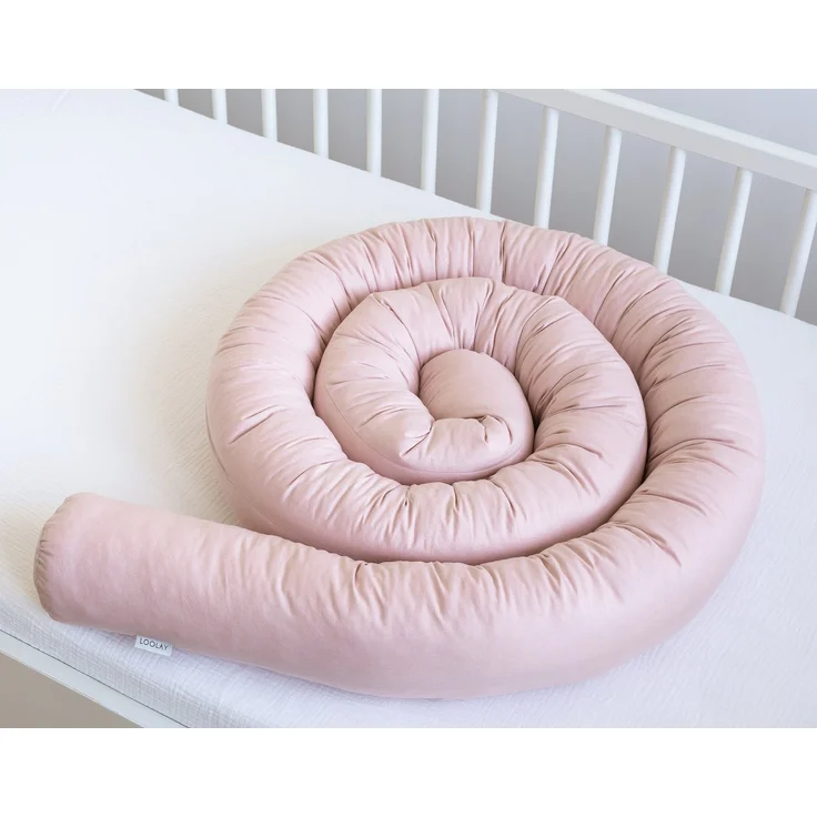 Loolay Nestchenschlange 100% ROSA Baumwolle Multifunktion PREMIUM Bettschlange Stoffschlange, (STAUBROSA Bettumrandung Krabbeldecke Babybett Umrandung Schlange Bett Kopfschutz, Zierkissen Bettrolle Dekokissen Zugluftstopper ALTROSA GESCHENK), LOOLAY® -... – Bild 2
