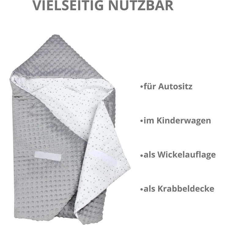 Einschlagdecke 2er SET Baby Einschlagdecke 85x85 für Autositz Babyschale Decke Minky, TupTam – Bild 7