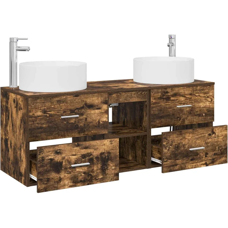vidaXL Badezimmerschrank-Set 3 stk. Geräucherte Eiche 3405951 – Bild 4