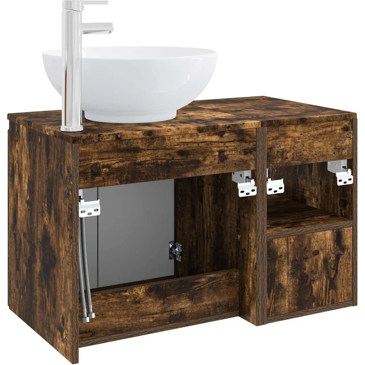 vidaXL Badezimmerschrank-Set 2 stk. Geräucherte Eiche 3404089 – Bild 6