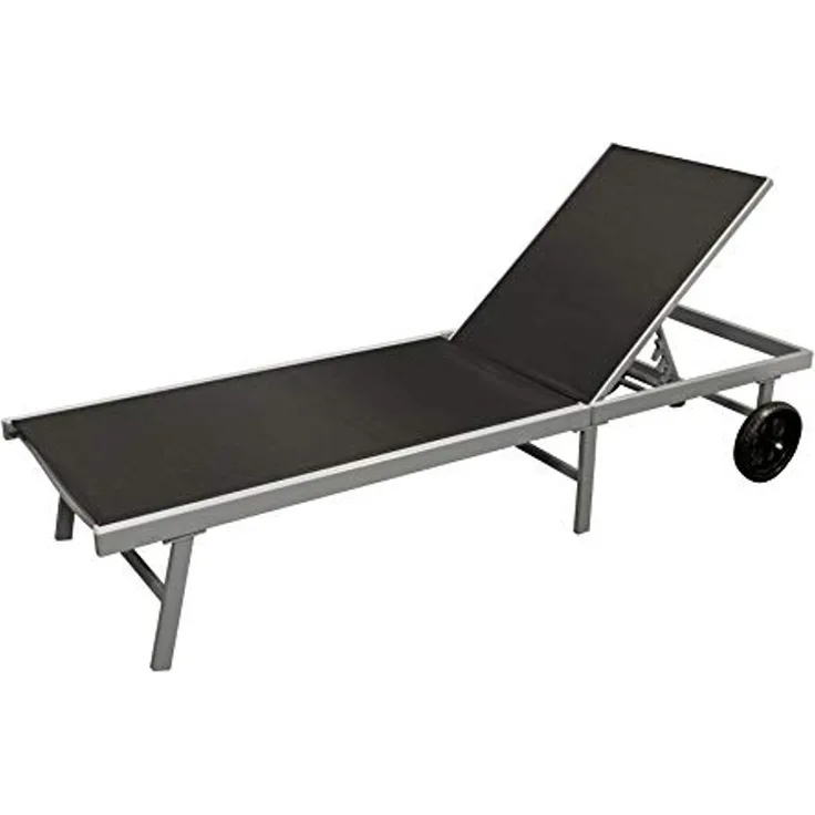 DEGAMO OSTIA Rollenliege, Aluminium + Kunstgewebe, silbergrau/schwarz, 200cm