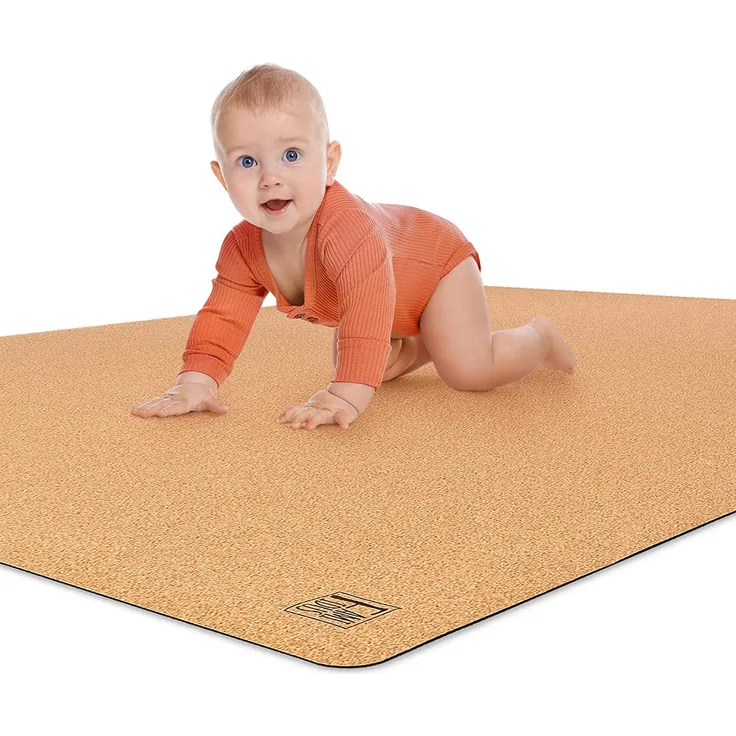 Famifidus Krabbelmatte Baby schadstofffrei - Kinder Spielmatte aus Kork & Naturkautschuk - 180x135 cm - Bodenmatte mit 4,5mm Stärke ideal als Spielunterlage, Spiel und Krabbelunterlage