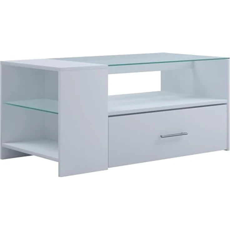 MID.YOU Couchtisch, Weiß, Glas/Holzwerkstoff, 1 Schublade, 100x45x50 cm, Stauraum – Bild 7