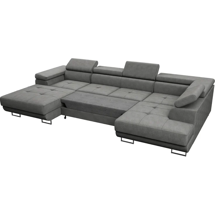 Wohnlandschaft Caris U mit Schlaffunktion, einstellbare Kopfstützen und zwei Bettkästen (Beige (Paros 02), Ecksofa Rechts) – Bild 4