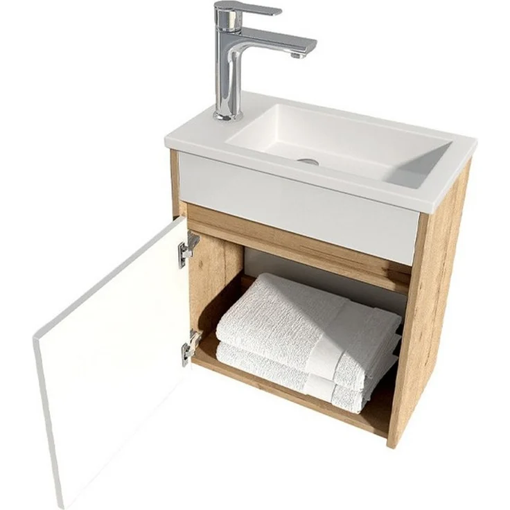 HOME DELUXE Badmöbel Komplettset BORKUM – Weiß/Eiche – Bild 3
