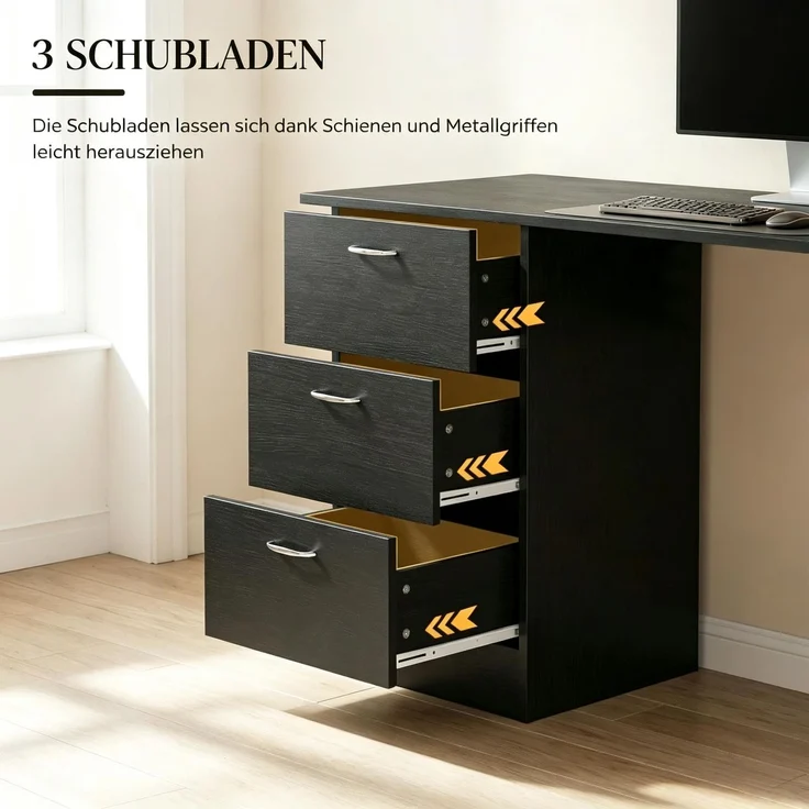 Computer Schreibtisch,Funktionales Büro Schreibtisch,Schlafzimmertisch,Spieltisch(nur mit Spieltisch)--Schwarz--120x49x72cm--YOUDENOVA – Bild 7