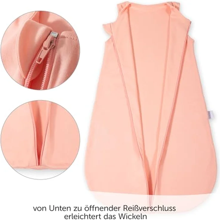 Makian Baumwoll-Schlafsack Interlock, apricot, Gr. 90 cm, hautsympathisch, Oeko-Tex Standard 100, maschinenwaschbar – Bild 2