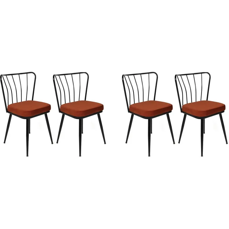 Skye Decor 'Yıldız-945 V4' Stuhlset (4-teilig), Ziegelrot / Schwarz, 43 x 82 x 42 cm