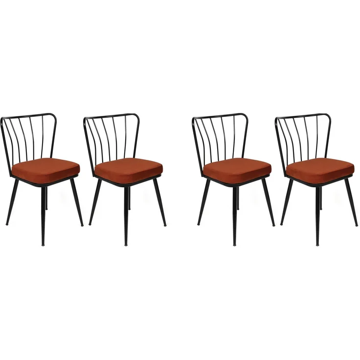 Skye Decor 'Yıldız-945 V4' Stuhlset (4-teilig), Ziegelrot / Schwarz, 43 x 82 x 42 cm – Bild 1