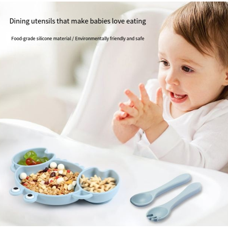 ABC Silikon-Babygeschirr-Set mit Saugnäpfen, 8-teiliges Set, Kinder-Essgeschirr-Set, beinhaltet rutschfeste Teller, Schüsseln, Becher, Löffel und Gabeln, BPA-frei (dunkelrosa) – Bild 4