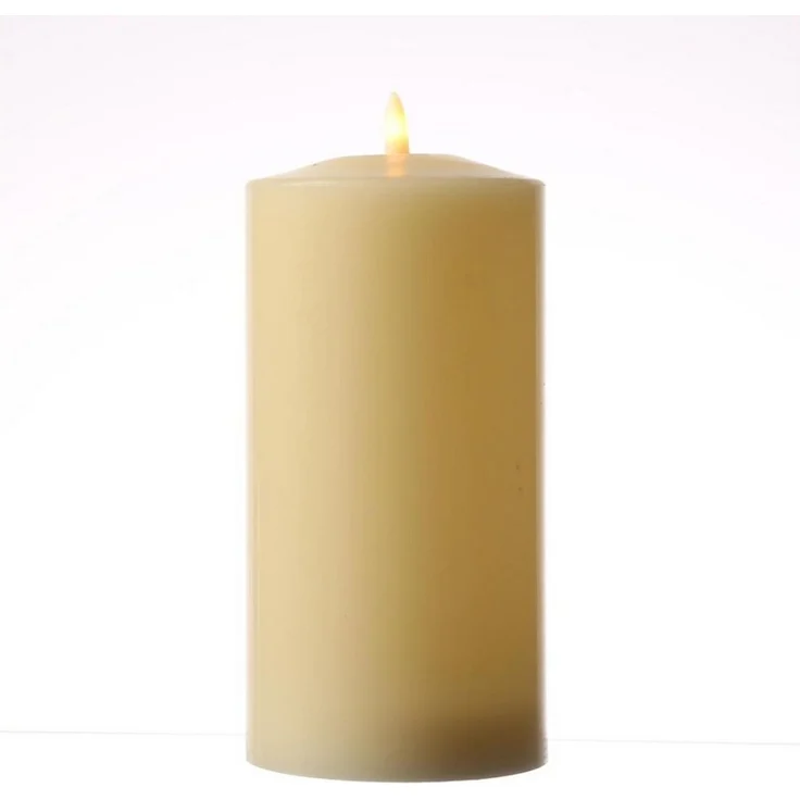 MARELIDA LED-Kerze Stumpenkerze Echtwachs flackernd H: 22cm D: 10cm Timer creme, LED Classic, warmweiß (2100K bis 3000K) – Bild 1