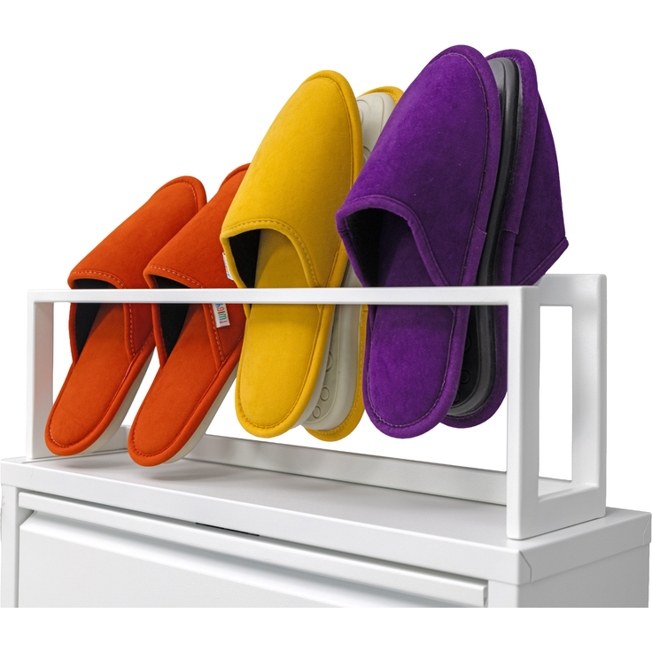 Schuhkipper mit Zubehör, Weiß, 3 Klappen 52x15x118,5 cm, Pantoffelregal, Hakenleiste – Bild 6