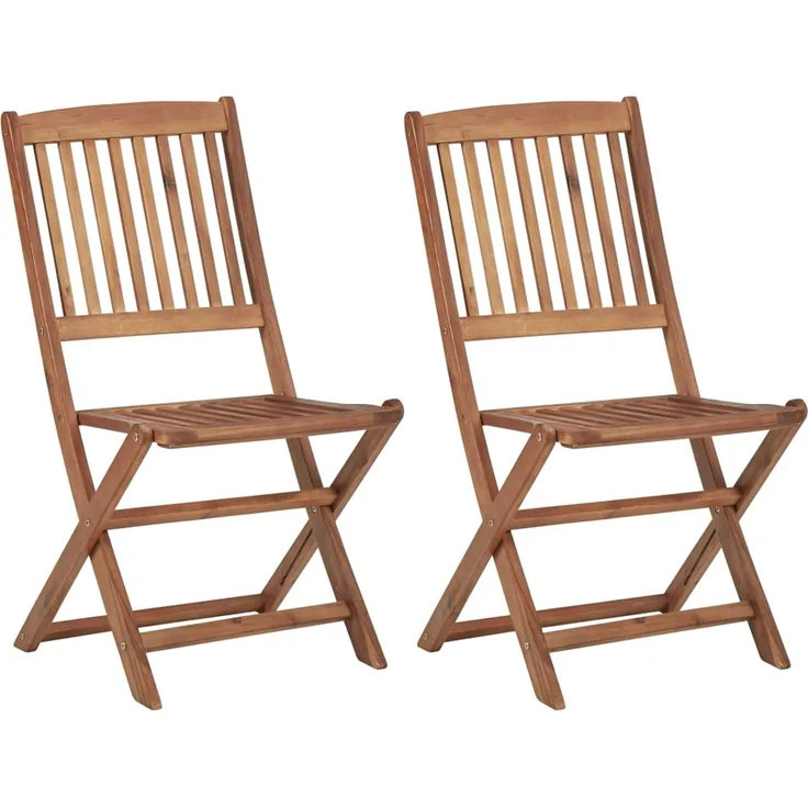 vidaXL Klappstühle, 2 Stück, aus massivem Akazienholz 313603