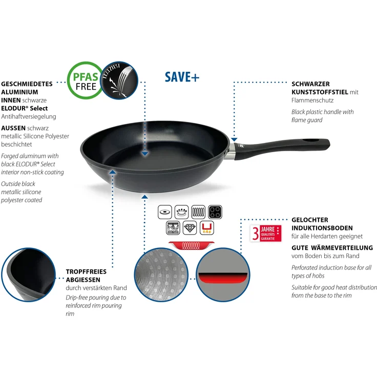 ELO Bratpfanne SAVE+ D 24 cm schwarz Pfannen-Set Pfanne Pfannenset – Bild 5