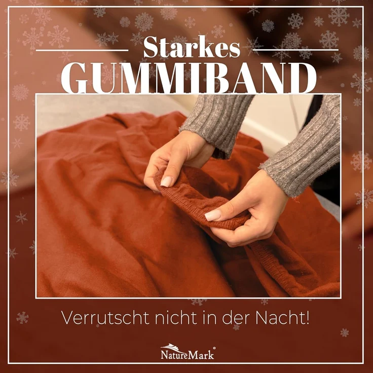 NatureMark Spannbettlaken Winter Thermo Fleece Spannbettlaken, 80% Baumwolle und 20% Polyester, Gummizug: rundum, (1 Stück), 140 x 200 cm bis 160 x 200 cm - Terrakotta – Bild 5