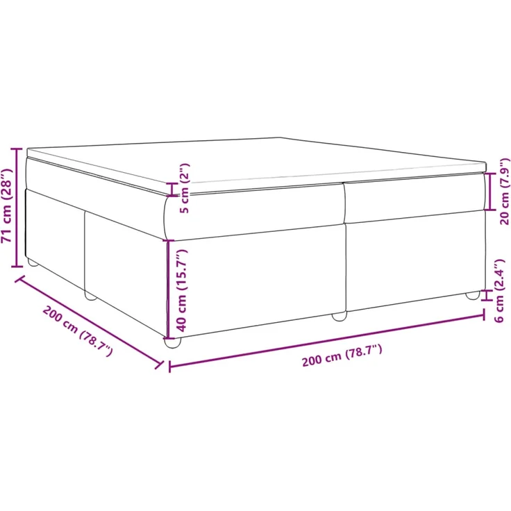vidaXL Boxspringbett mit Matratze Hellgrau 200x200 cm Stoff 3285401 – Bild 12