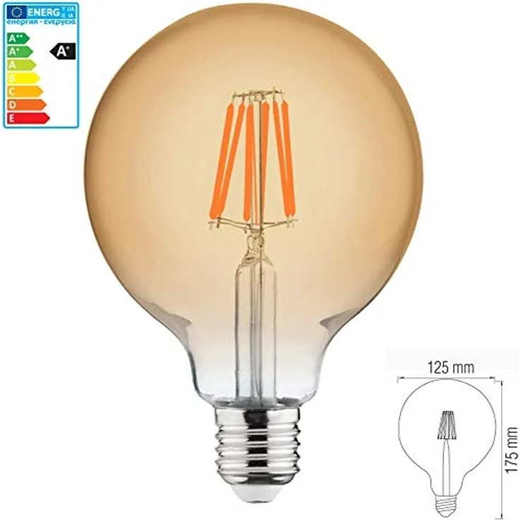 4 W E27 LED Filament Leuchtmittel Kugel Globe G125, Durchmesser 125mm | 350 Lumen | (2200 K) Warmweiß – Bild 2