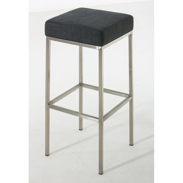 Barhocker BIDAN - Stoff Dunkelgrau 37x37x85 cm | Barstuhl Mit Lehne Tresenhocker Tresenstuhl Kneipenhocker Kneipenstuhl – Bild 2