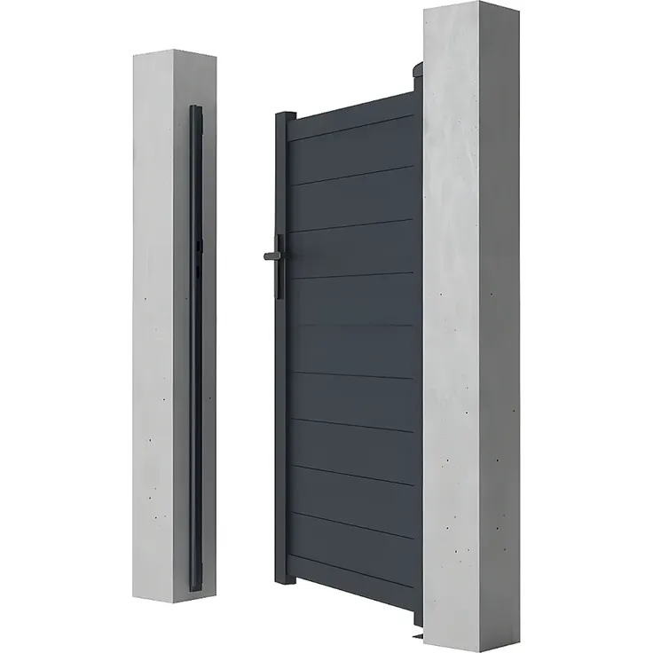 Vente-unique - NAZARIO Pedestrian gate Metall Grau - B 4,6 cm x H 161 cm x L 100 cm – Bild 4