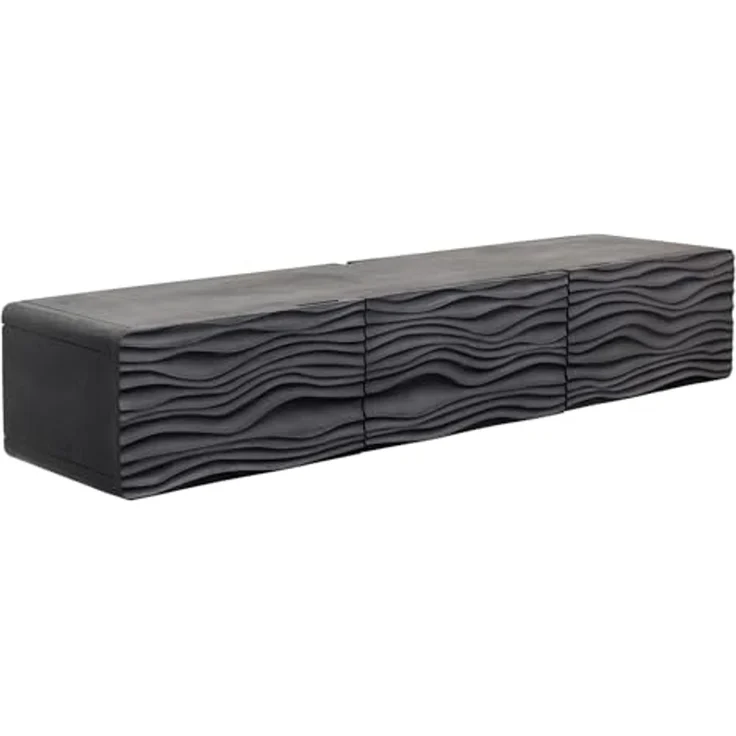 riess-ambiente TV-Board WAVE 160cm schwarz (Einzelartikel, 1 St), Wohnzimmer · Massivholz · Mangoholz · hängend · Retro Design – Bild 1