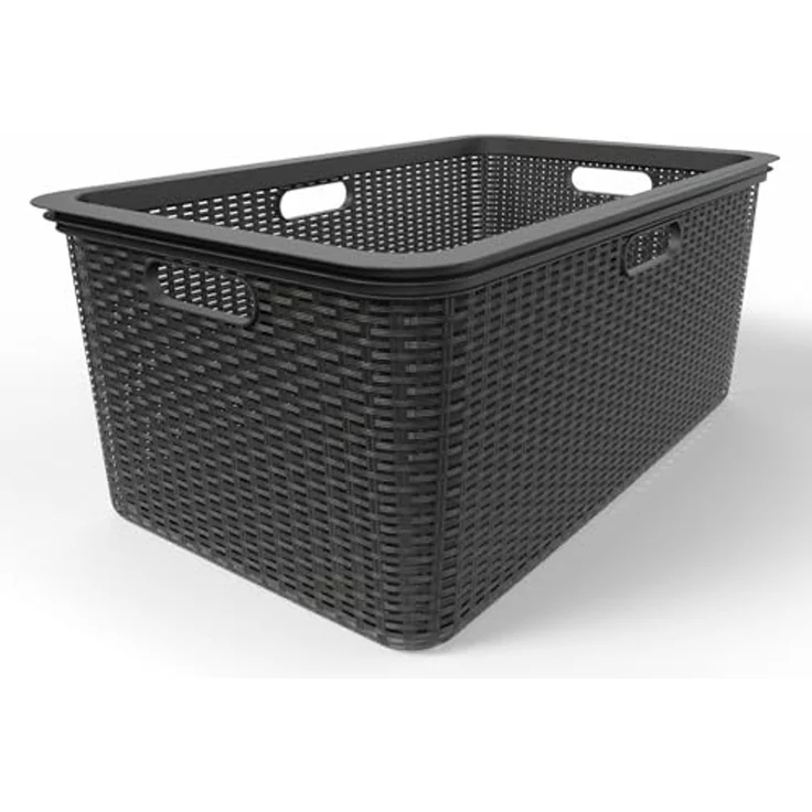 BigDean 3 Stück Wäschekorb 59x39x26 cm Rattan Design – Wäschewanne Made in Germany – Bild 6