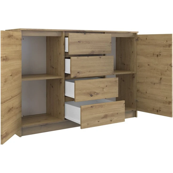 ibonto NACHTKOMMDE HANDWERKLICHE EICHE 40x120x97cm (H 97 x T 40 x B 120 cm) – Bild 2