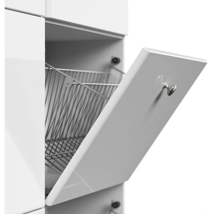 Schuhschrank XL Comfort 9 Klappen 36 Paar 157x141 cm Weiss-Weiss Hgl : Weissmatt / Weiss hochglanz – Bild 6