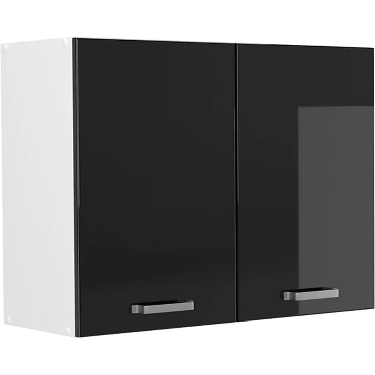 Küchenglasschrank R-Line Schwarz Hochglanz/Weiß 80 cm Vicco – Bild 1