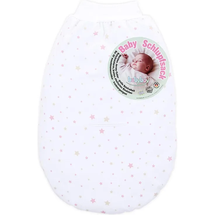 babybay Schlupfsack Organic Cotton mit Gurtschlitz, weiß Sternemix sand/beere