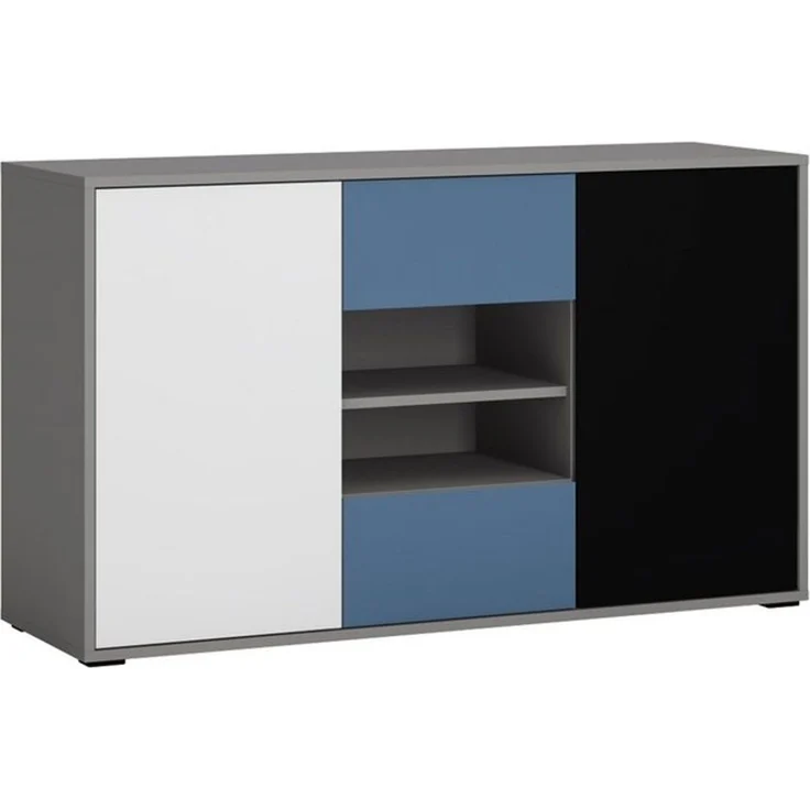 Sideboard Kommode Jugendzimmer LIIVA-129 in grau mit schwarz, weiß, blau, B/H/T: ca. 125,7/74,2/40 cm – Bild 4