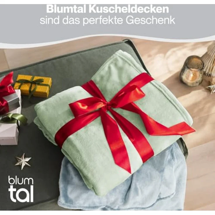 Blumtal Kuscheldecke flauschig - Oeko-TEX zertifizierte Fleecedecke 270x230 cm - Wohndecke 270x230 cm - Decke Couch Wohn- & Kuscheldecke - Flauschdecke - Wohnzimmerdecke Hellgrün - Sommergrün – Bild 6