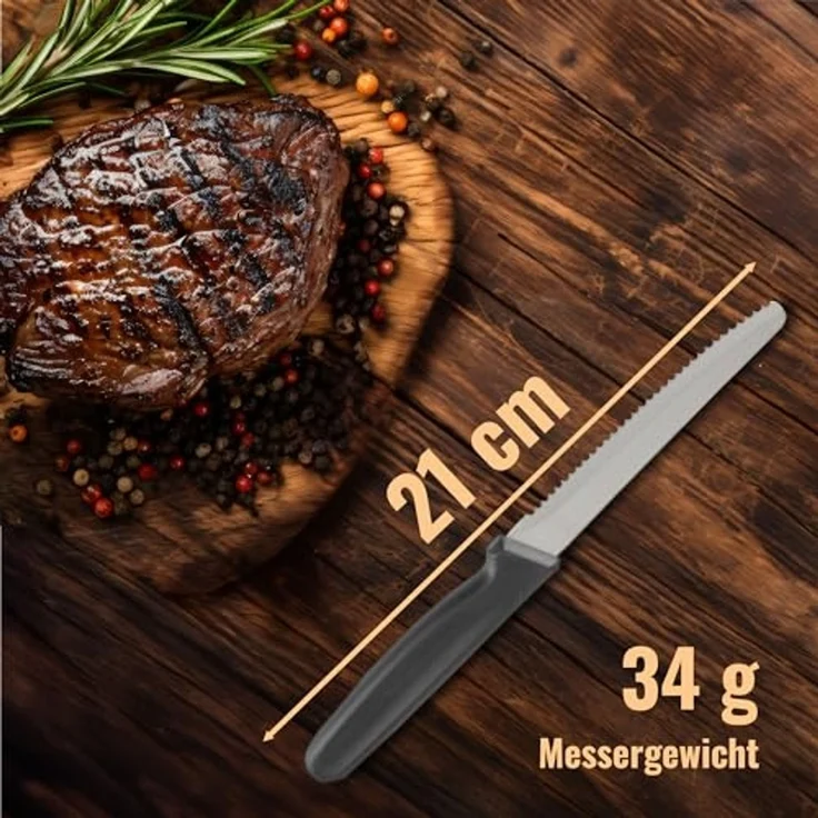 KVOTA Universalküchenmesser Universalmesser-Set 12-tlg.–Edelstahl, schwarz, 21 cm–Brotzeit & Küche, leicht – Bild 6