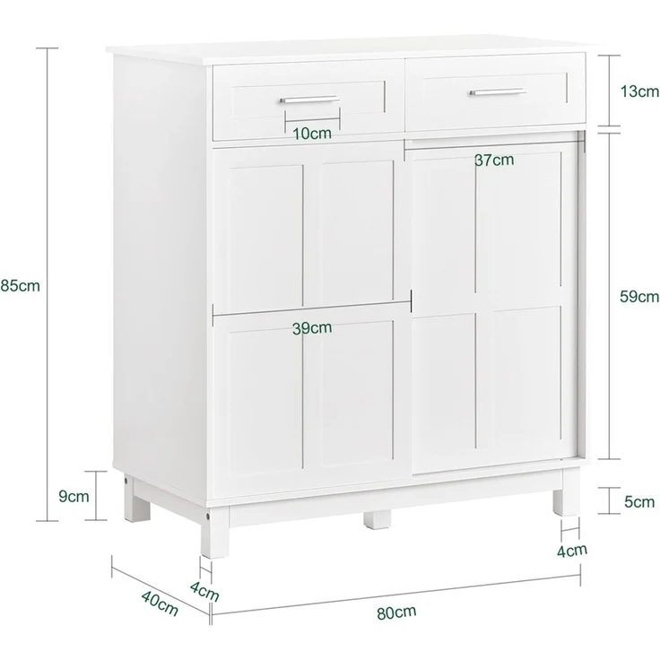 SoBuy FSB84-W Sideboard, MDF, Lackiert, Weiß, 80 x 85 x 40 cm – Bild 3