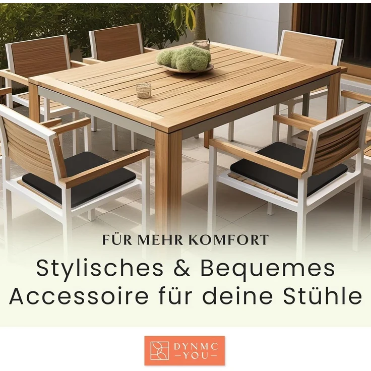DYNMC you Sitzkissen Stuhlkissen 40x40 - Eckig Set Mittelhart, Sitzkissen Bank Memory Schaumstoff - Sitzpolster Stuhl – Bild 2