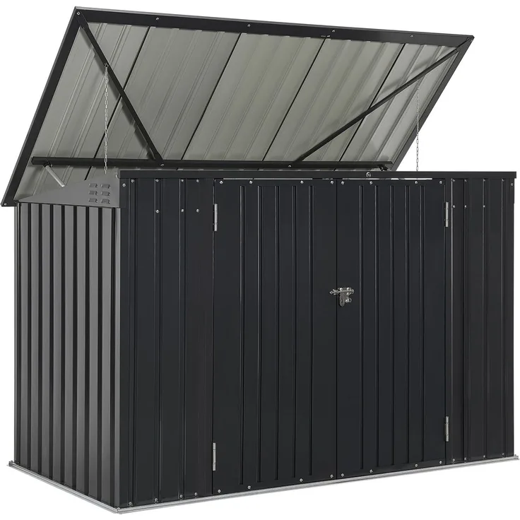 Juskys 3er Mülltonnenbox Namur 3 x 120 Liter Tonnen - 2 m² - 2 große Türen - Metall Mülltonnenverkleidung Müllbox Müllhaus Aufbewahrungsbox