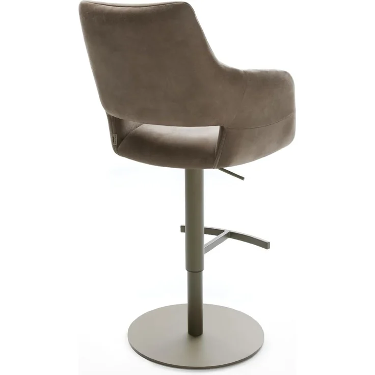 Barstuhl Yago-Flex Mikrofaser Taupe Vintage Drehfuß höhenverstellbar Metall Titanfarben Taschenfederkern – Bild 6