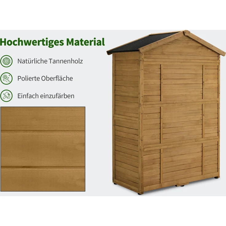M MCombo Gartenschrank Gartenhaus Holz Wetterfest, Geräteschrank Holzschrank Outdoor Wasserdicht Begehbar, für Außenbereich Balkon Terrasse 1743 (Natur) – Bild 6