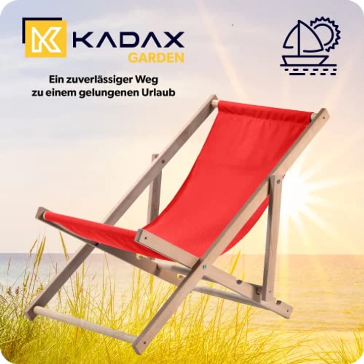 Kadax Holzliegestuhl, Klappstuhl aus Buchenholz, rot, 53x78 cm, UV- und feuchtigkeitsresistent, bis 120 kg Tragfähigkeit, Gartenliege – Bild 3