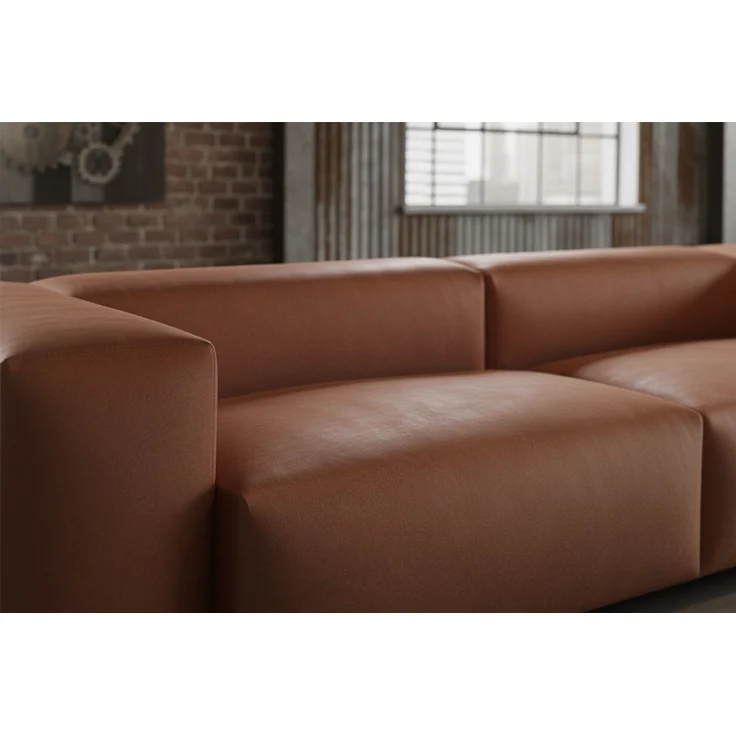 KAWOLA Sofa CELESTE 4-Sitzer mit Hocker Lederfaserstoff cognac 72 x 114 x 302 cm – Bild 5