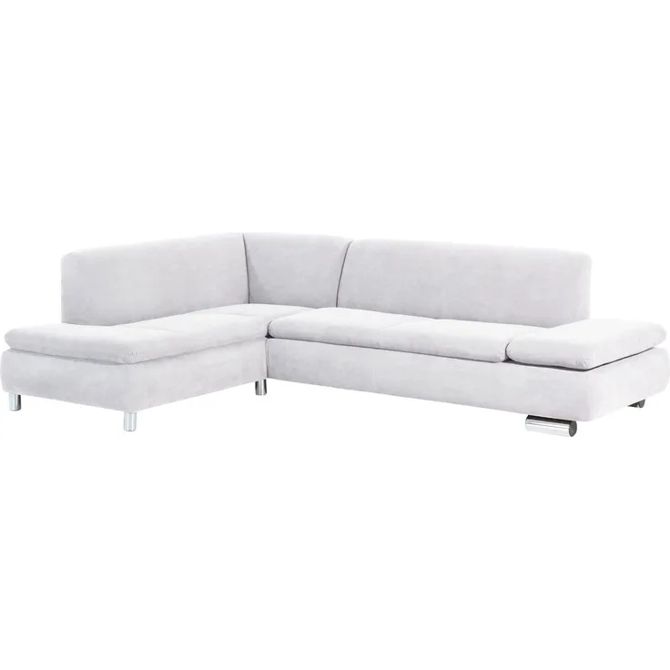 Ecksofa mit Ottomane links Kaye Bezug Veloursstoff Metallfuß verchromt / creme 23109