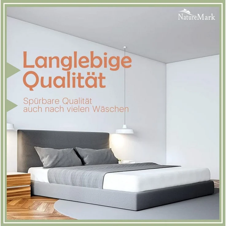 NatureMark Spannbettlaken Mikrofaser Spannbetttuch, Polyester, Gummizug: rundum, viele Größen und Farben Markenware, 200x220 cm, Weiß – Bild 4