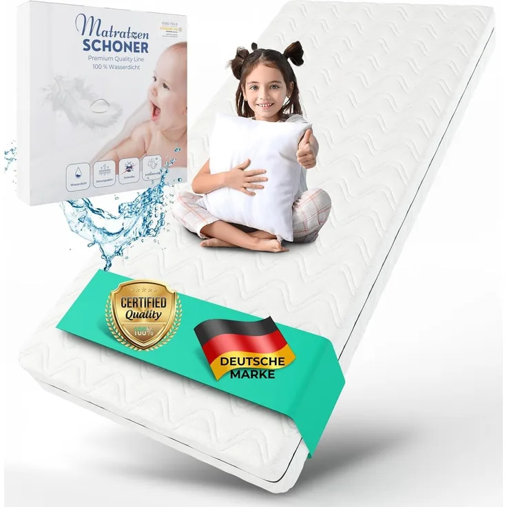 ALAVYA HOME® Kindermatratze 90x200 Cozy 10 cm hoch inkl. Matratzenschoner bis 30 cm Höhe Oeko Tex 100 Zertifiziert mit waschbarem Bezug Härtegrad H2 Matratze für Kinderbett Hausbett