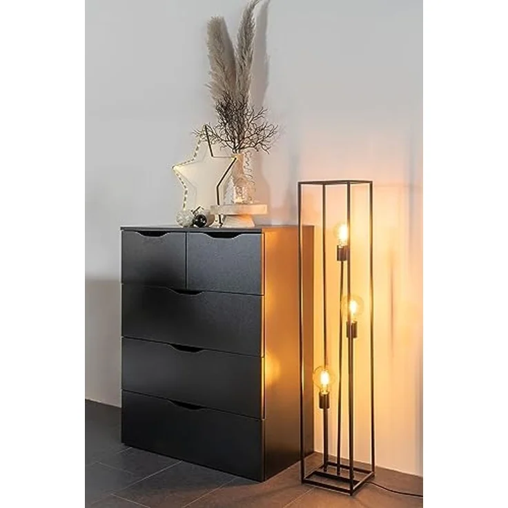 casa NOVA Stehlampe HAMPER, H 120 cm, Ein-/Ausschalter, ohne Leuchtmittel, Metall, schwarz, mit Fußschalter – Bild 5