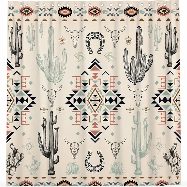 Wasserdichter Duschvorhang im Western-Design Mehrfarbig 150 x 180 cm