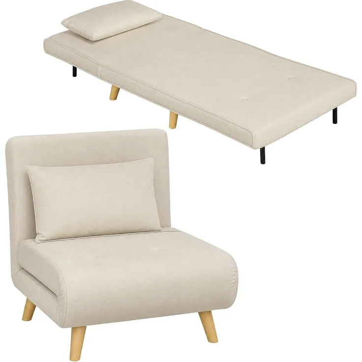HOMCOM Schlafsessel, Polyester, Beige, 72 x 78 x 79 cm