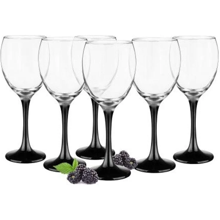 6 Weingläser 300ml mit schwarzen Füßen Weinglas Weißweingläser Rotweingläser Weinkelche – Bild 1