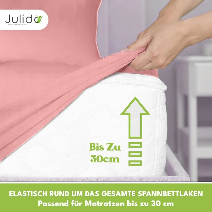 Jersey Spannbettlaken 140-160x200 100% Baumwolle weich bügelfrei komfort Rosa – Bild 1